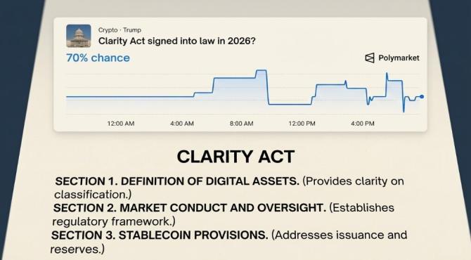 【予測市場から見る】CLARITY Act年内期待|5pt低下が示す市場の温度感