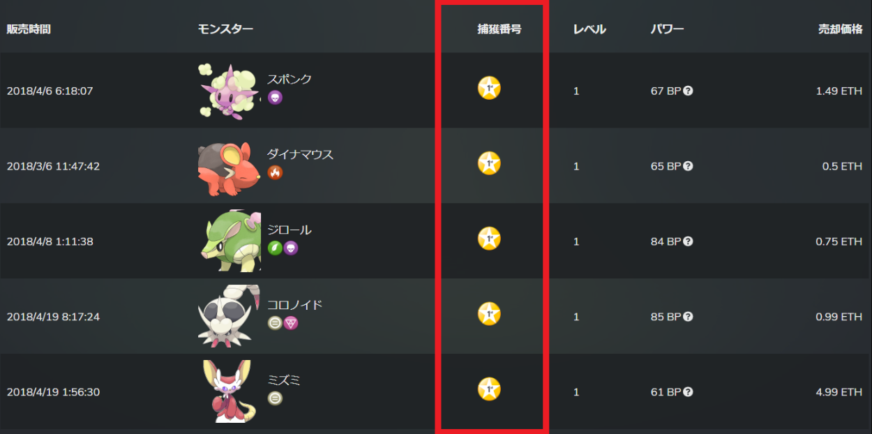 イーサエモン捕獲番号