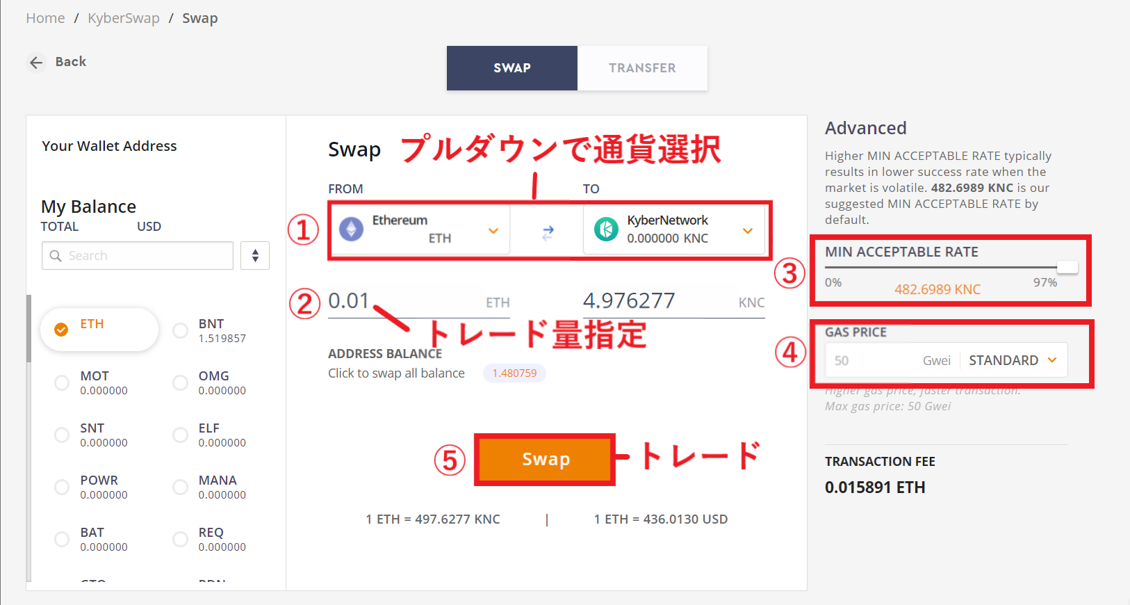 カイバーネットワーク カイバースワップ KyberNetwork KyberSwap 登録方法 始め方 使い方 解説 DEX 分散型取引所
