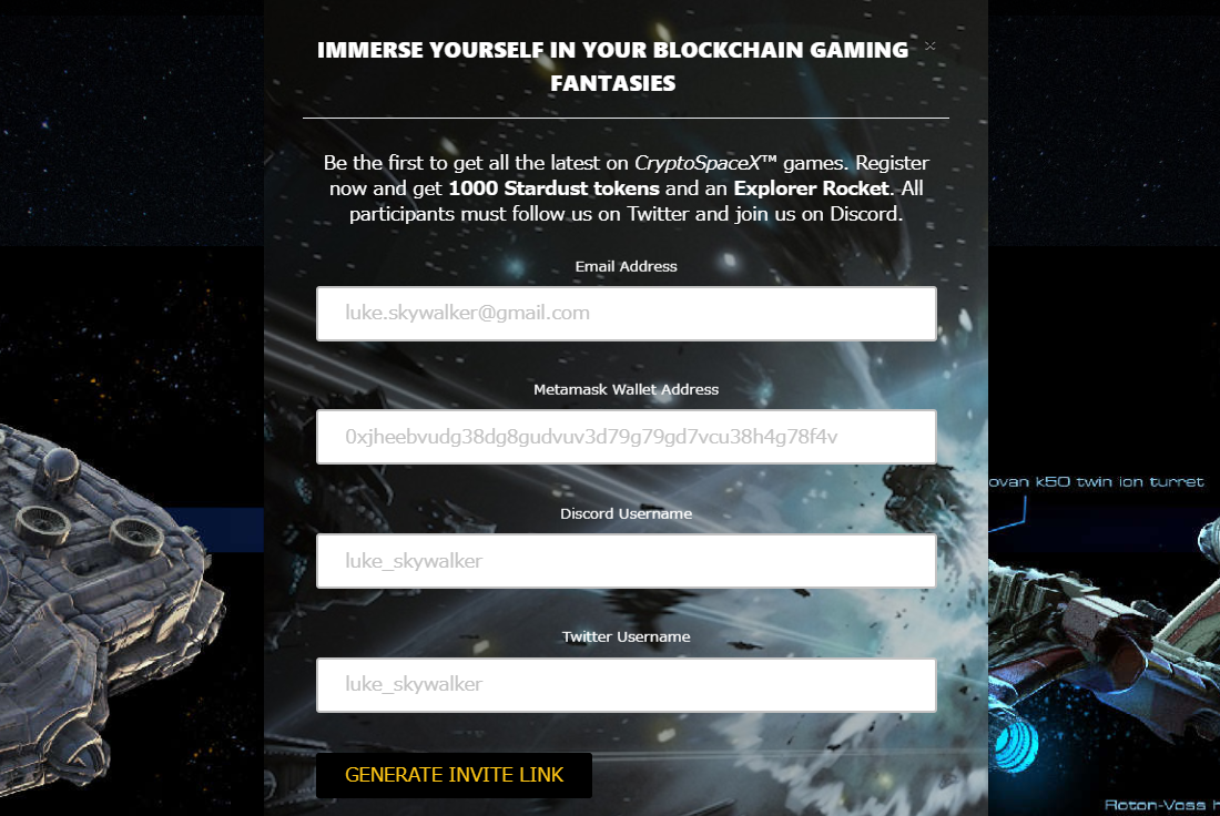 クリプトスペースX 始め方 事前登録 スターダスト 仮想通貨ゲーム Dapps cryptospacex