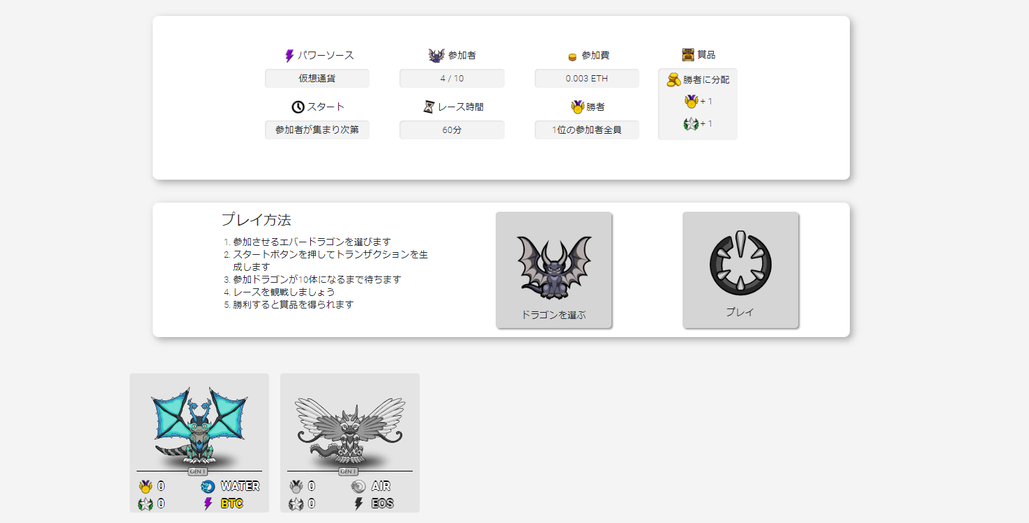 エバードラゴン EVERDRAGONS レース 参加方法 遊び方 ベット