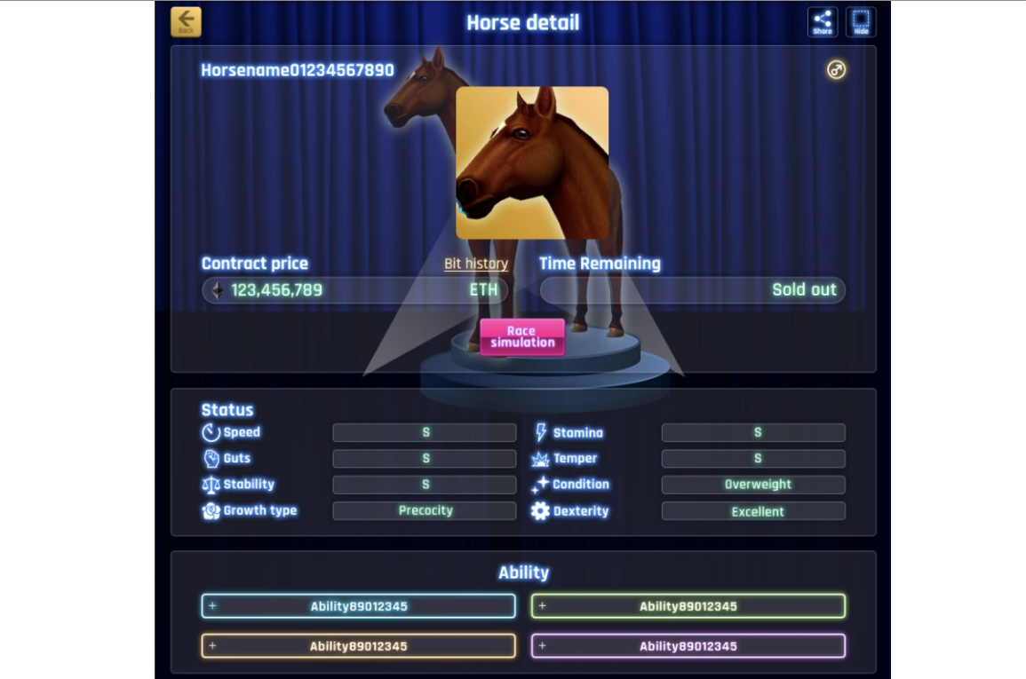 クリプトダービー CryptoDerby レース 攻略 ステータス コース