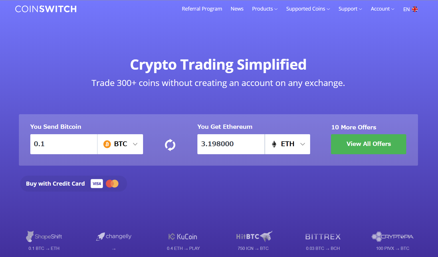 COINSWITCHの使い方|登録不要で300種類以上の仮想通貨トレード可能 COINSWITCHの使い方|登録不要で300種類以上の仮想通貨トレード可能