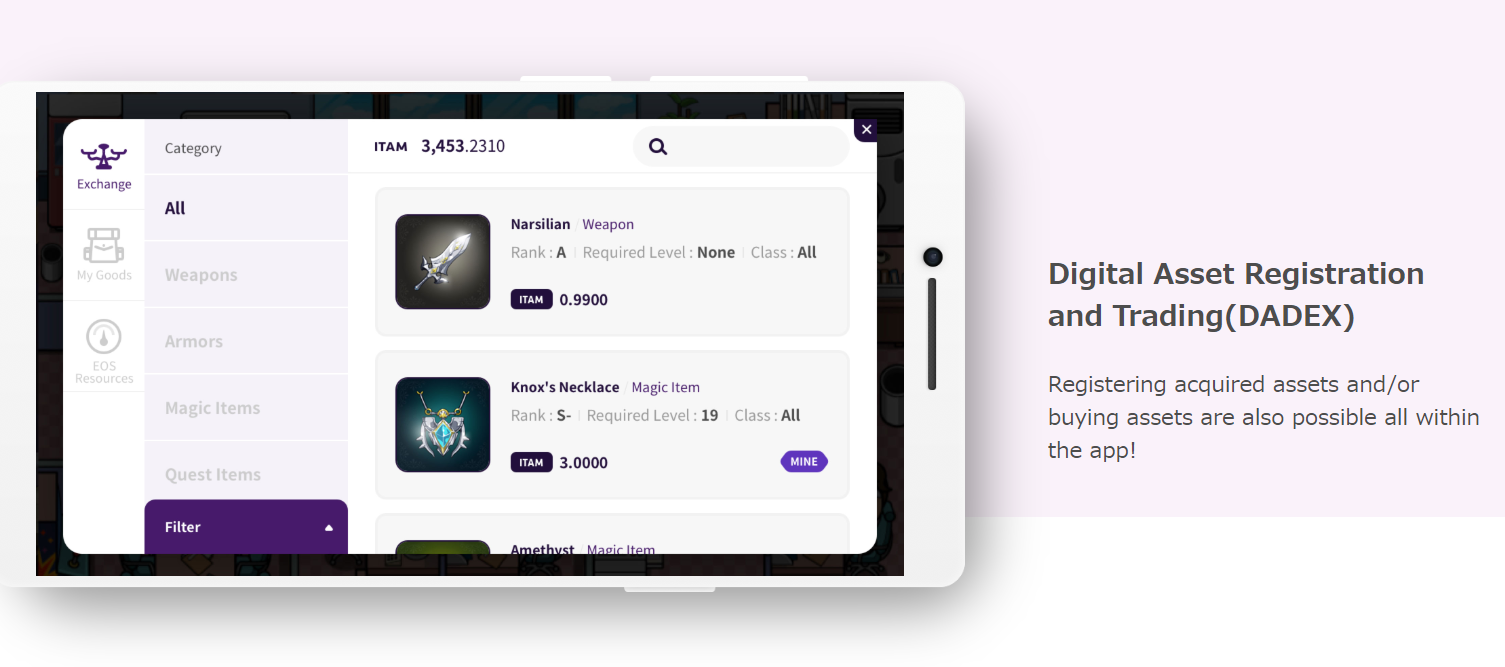 eos itamgames アプリ ブロックチェーンゲーム 無料 プラットフォーム