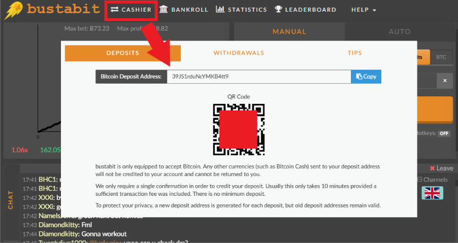 バスタビット bustabit 始め方 遊び方 入金