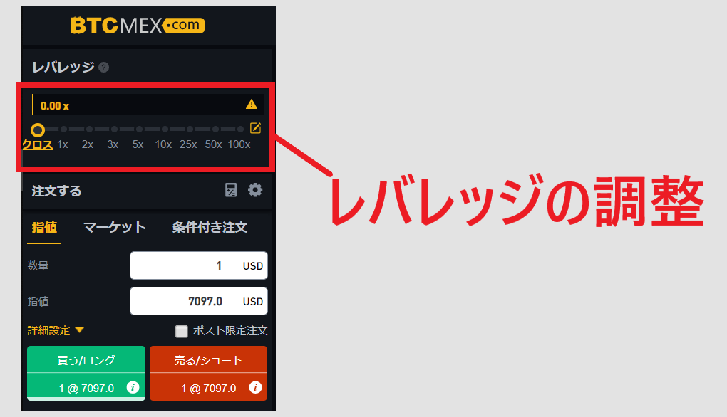 BTCMEX レバレッジ取引 取引方法 手数料