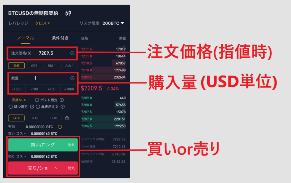 BTCMEX アプリ 取引方法 使い方