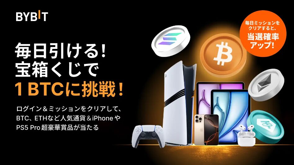 最大1BTC当選の宝くじバナー