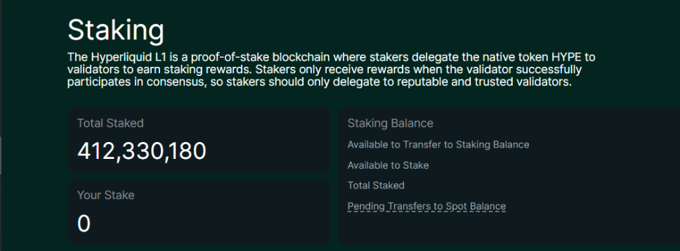 ハイパーリキッドのステーキング画面