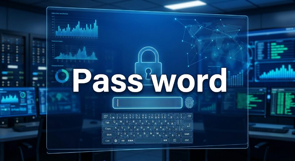 パスワードと書かれたPC画面