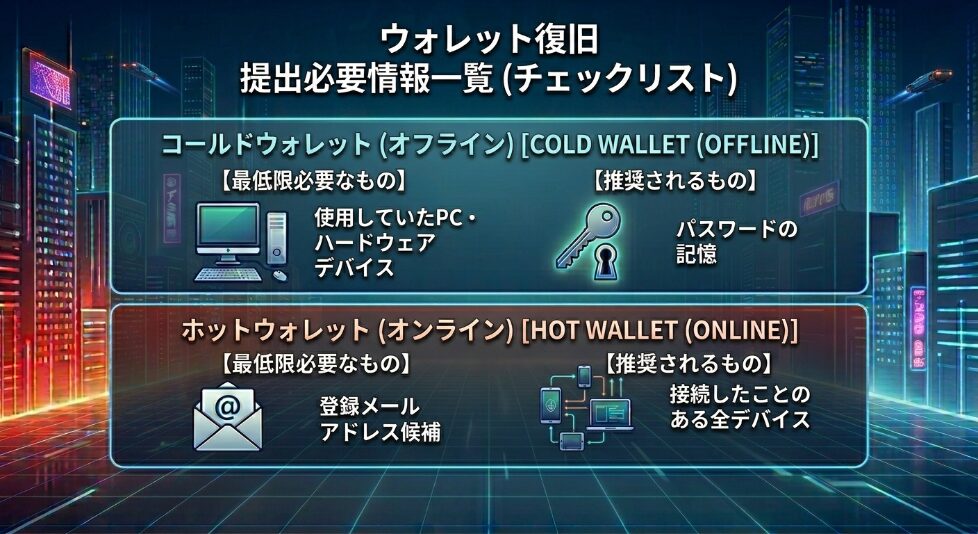 復元に必要な情報一覧